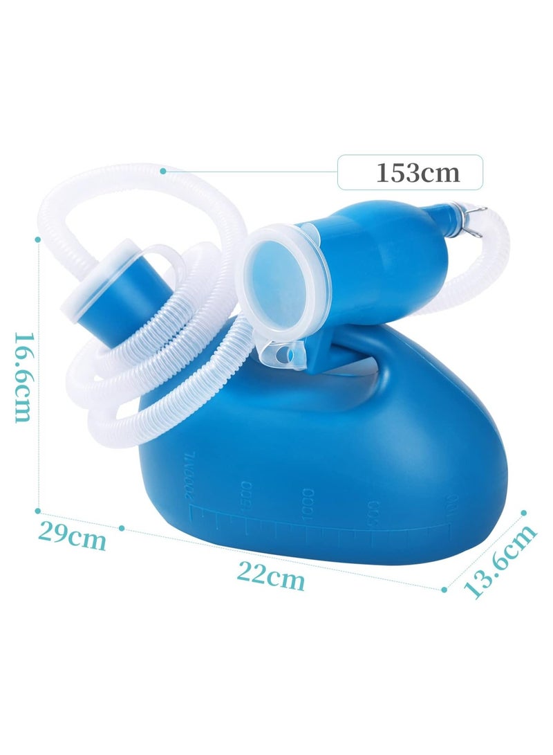 Portable Urinals for Men,Men's Urinal,Male Urine Pee Bottle Spill Proof Reusable Urine Bottles for Men 2000 ML for Hospital Home Camping Travel Bedside Emergency 60" Long Hose with Lid - Image 2