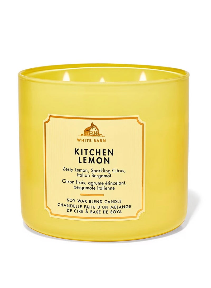 Bath & Body Works شمعة مطبخ برائحة الليمون 3 فتائل - Image 1