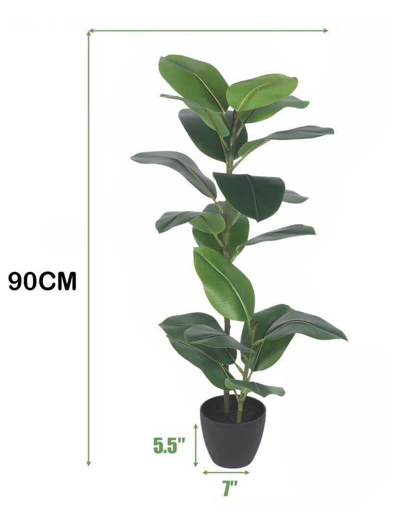 ARICK Decor 29Ft Artificial Rubber Tree Plant with Pot for Indoor HomeOfficePatio Living RoomKitchen Bedroom Balcony Decor Artificial Plant Rubber Plant - Image 3
