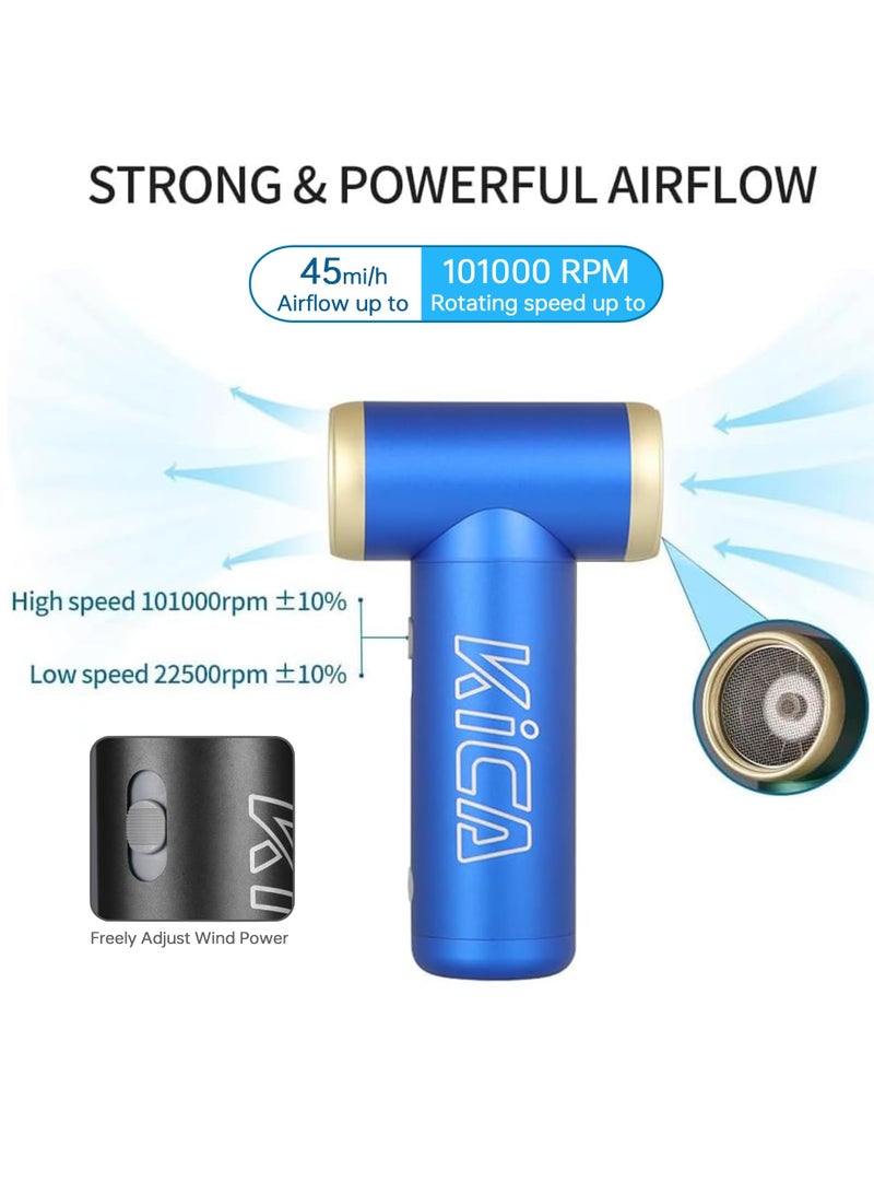 كيكا "منفضة الهواء الكهربائية KiCA Jet Fan 2.0 - 100,000 دورة في الدقيقة - أداة تنظيف متعددة الأغراض للكمبيوتر ولوحة المفاتيح وعدسة الكاميرا والتخييم والشواء والسيارة والمزيد - فوهة مطورة وعمر البطارية - بديل يمكن للهواء - أزرق"  - Image 3