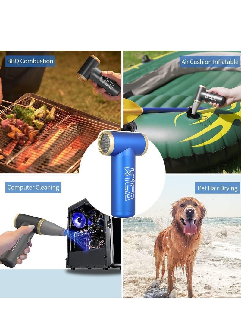 كيكا "منفضة الهواء الكهربائية KiCA Jet Fan 2.0 - 100,000 دورة في الدقيقة - أداة تنظيف متعددة الأغراض للكمبيوتر ولوحة المفاتيح وعدسة الكاميرا والتخييم والشواء والسيارة والمزيد - فوهة مطورة وعمر البطارية - بديل يمكن للهواء - أزرق"  - Image 4