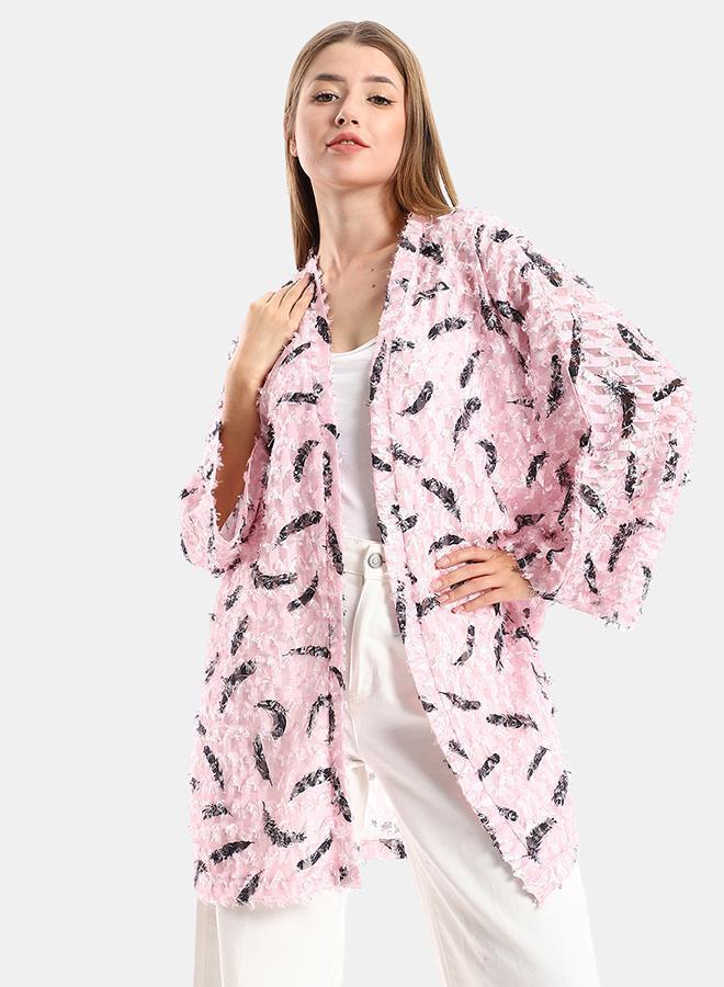 kady Jamila women eyelash long sleeves kimono ,rose-3xl-4xl - Image 1