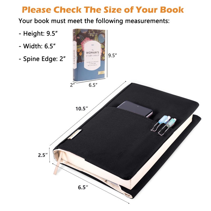 Aplufine Canvas Book Cover - Washable & Adjustable Covers for Paperback & Hardcover, Pockets for Pen, Book Lovers Gift - Image 4