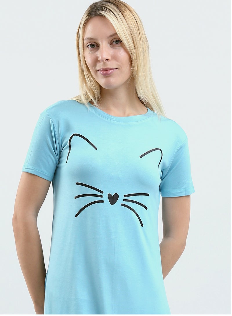 Mesery Sleepshirt Cotton Short Sleeves Printed  - Image 4