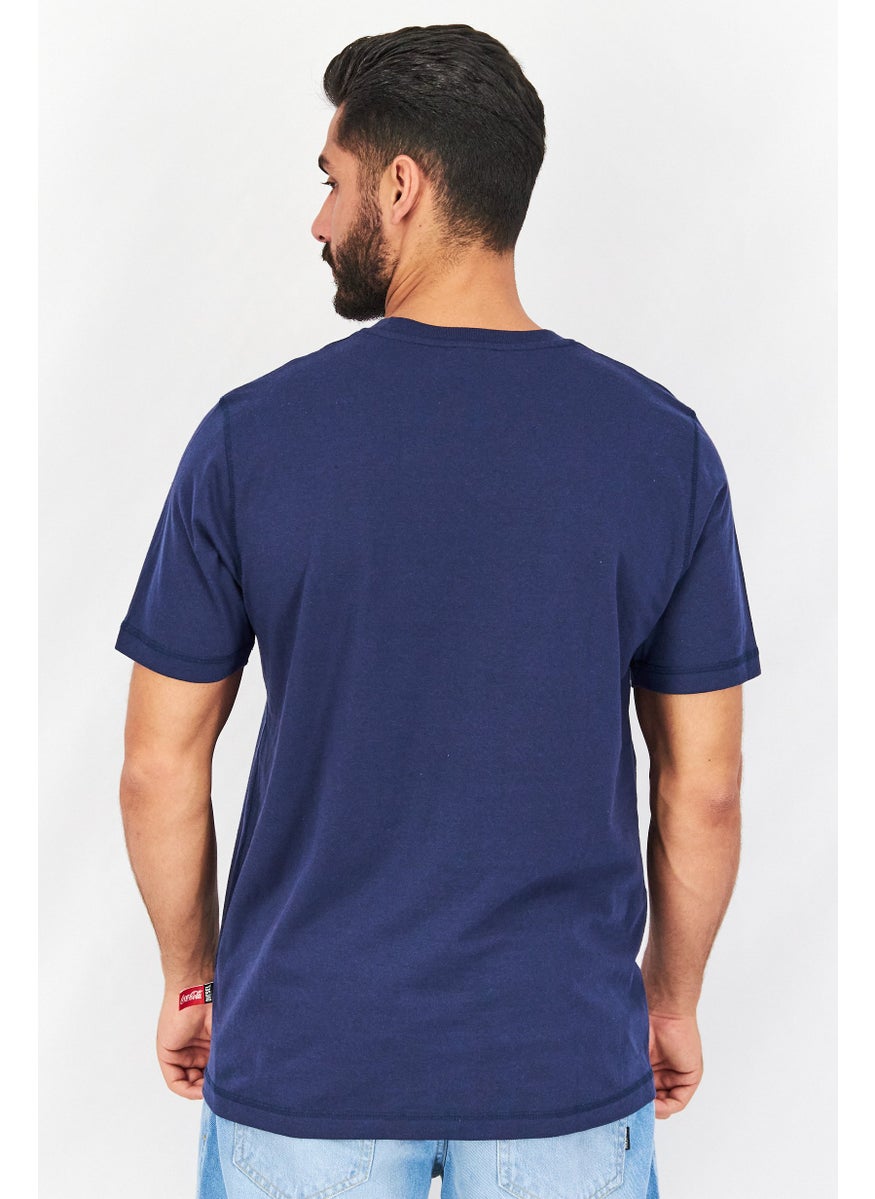 DIESEL Men Crew Neck Short Sleeves Graphic T-Shirt, Navy  - Image 2