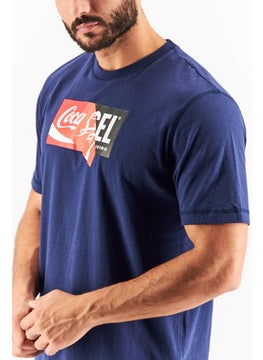 DIESEL Men Crew Neck Short Sleeves Graphic T-Shirt, Navy  - Image 4