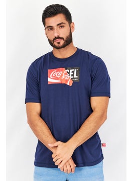 DIESEL Men Crew Neck Short Sleeves Graphic T-Shirt, Navy  - Image 1