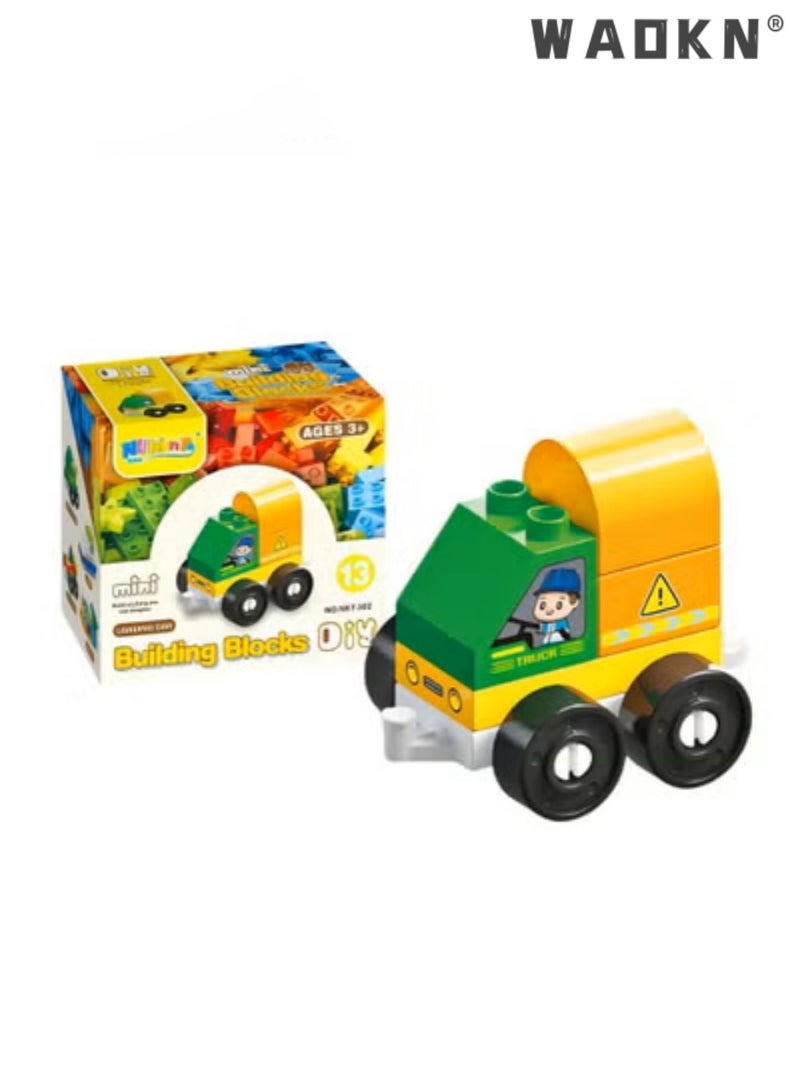 WAOKN New Kids Early Education Easy Assembling Building Blocks Toy Cars Cute and Fetching City Transportation Vehicle Series Loading Car Preschool Boys and Girls Ages 2-5