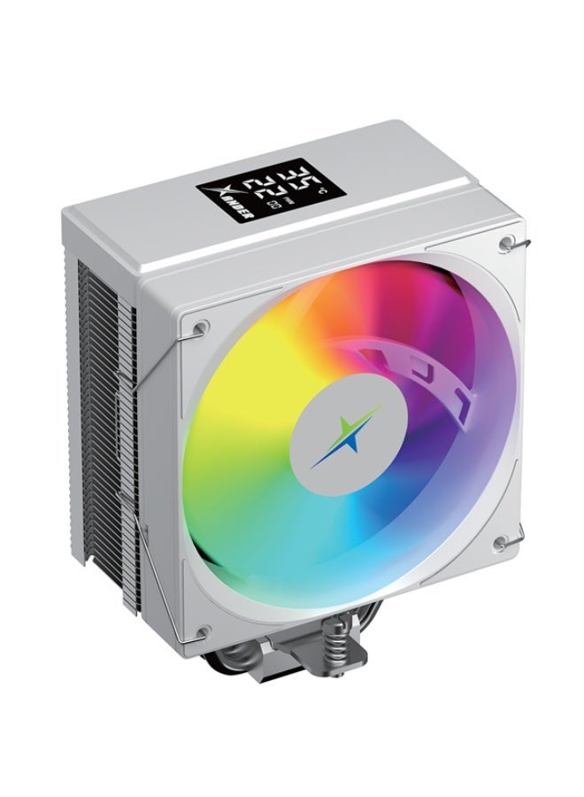 زاندر مبرد هواء رقمي أبيض بتقنية ARGB (أبيض، غطاء علوي بلوحة رقمية، مروحة ARGB PWM مقاس 120 مم، 4 أنابيب حرارية) - Image 1