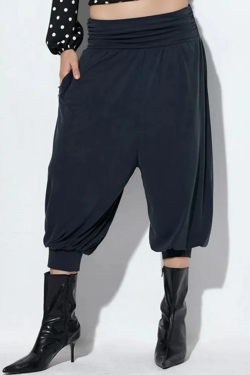BUSEM Women's Elastic Waist Capri Salwar Trousers