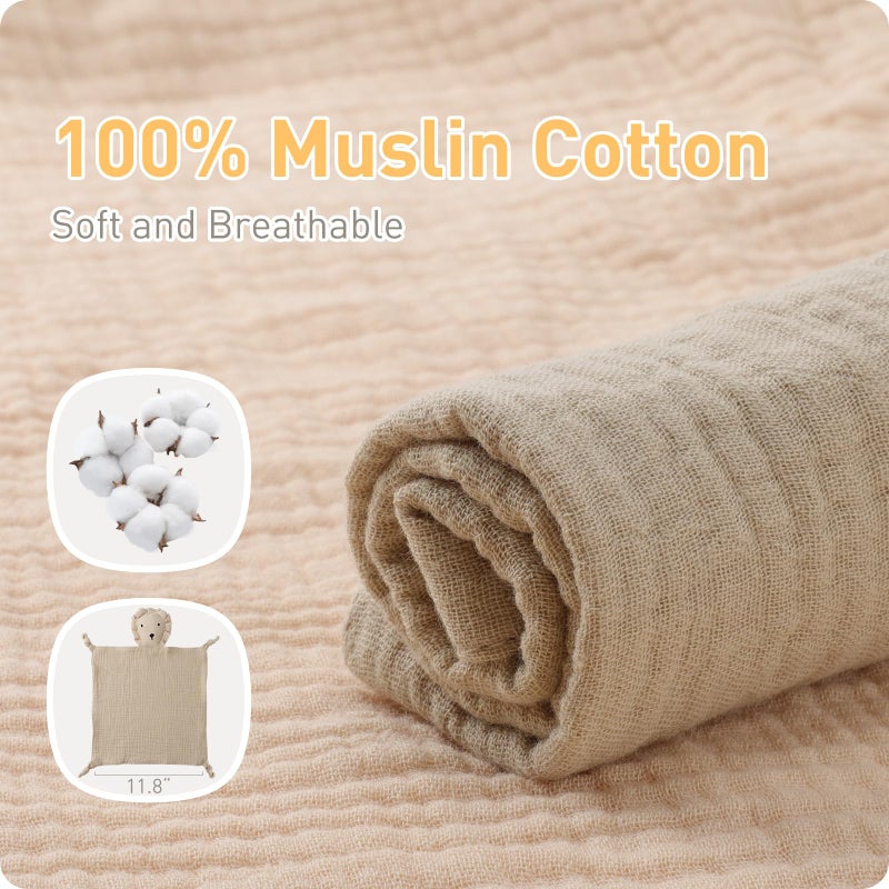 Knirose Muslin Cotton Lion Loveys Soft  Breathable Newborn Security Blanket, for Baby Boy Girl, Gender Neutral. Muslin Fabric for Comfortable Sleep  Play, Ideal for Newborns, Toddler - Image 5