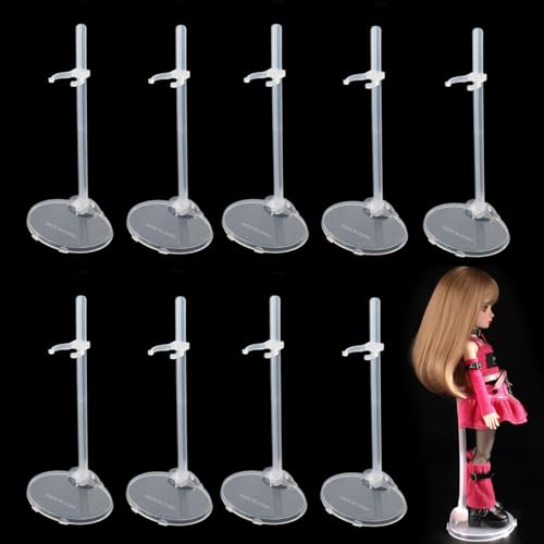 BieFuDan BieFuDan 10Pcs Adjustable Display Holders for Action Figures Transparent Plastic Mini Stand Support for 11 to 13 Inch Dolls Toy Accessories