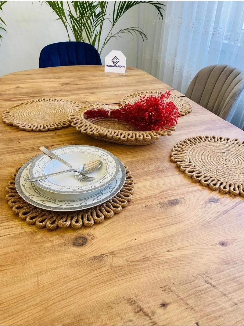 بدز ديري BDZ Leather Jute Wicker American Service Plate and Basket 5 Pieces