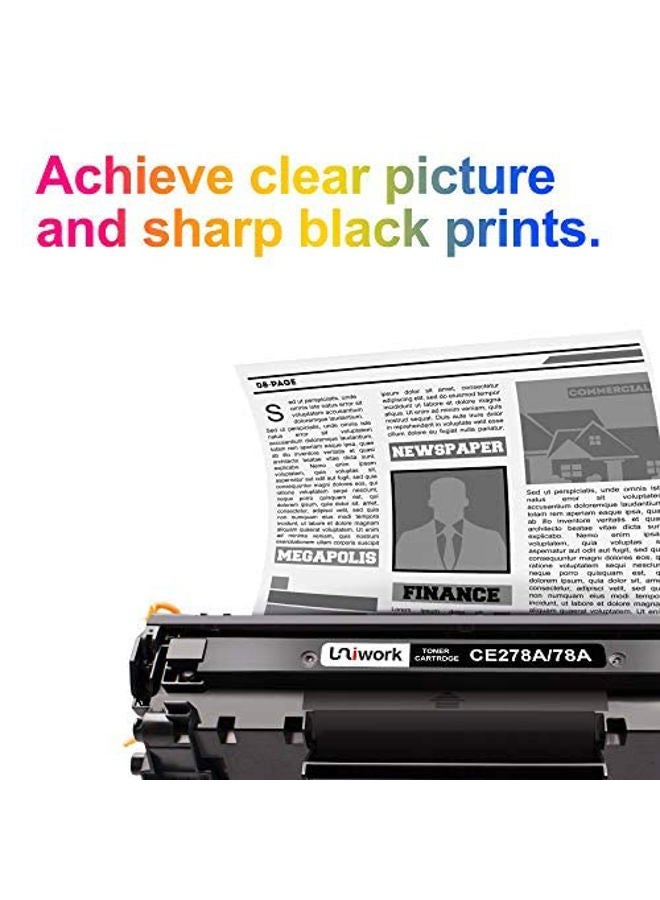 Uniwork خراطيش حبر متوافقة بديلة لـ HP 78A CE278A للاستخدام مع طابعة Laserjet Pro P1606dn M1536dnf P1566 P1560 P1606 M1536، 4 أسود - Image 3