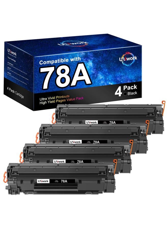 Uniwork خراطيش حبر متوافقة بديلة لـ HP 78A CE278A للاستخدام مع طابعة Laserjet Pro P1606dn M1536dnf P1566 P1560 P1606 M1536، 4 أسود - Image 1