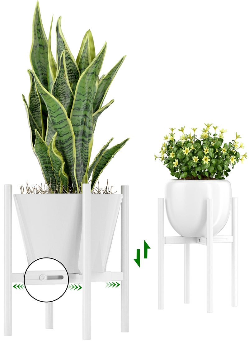 EKNITEY Adjustable Plant Pot Stand Indoor Outdoor Modern Flower Holder Metal Plant Rack Organizer Planter Stand for Garden Patio Corner Bathroom Living Room Balcony Home Office White - Image 2
