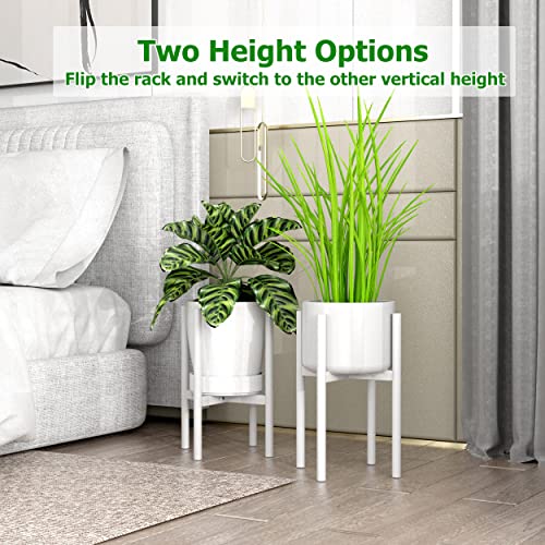 EKNITEY Adjustable Plant Pot Stand Indoor Outdoor Modern Flower Holder Metal Plant Rack Organizer Planter Stand for Garden Patio Corner Bathroom Living Room Balcony Home Office White - Image 3