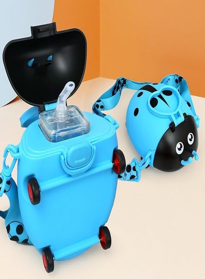 DEEDECORWAVE Ladybug Beetle Premium Water Sipper for Baby – 700ml BPA-Free, Spill-Proof PP Material with Soft Silicone Straw | Leakproof Sippy Cup for Kids 12+ Months (Blue) - Image 1