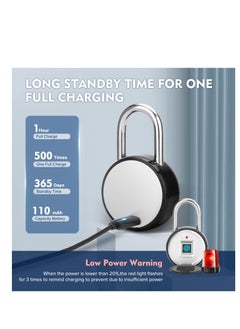 Excefore Fingerprint Padlock, Rechargeable USB Keyless Door Smart Lock, IP55 Waterproof Bluetooth APP Fingerprint Locker, Biometric Thumbprint Smart Lock, for Gym, Office, Luggage, Suitcase, Backpack  - Image 5