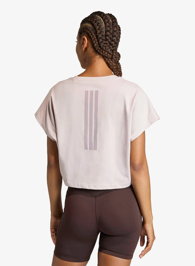Adidas 3-Stripes Power Workout Cropped Boxy  T-Shirt