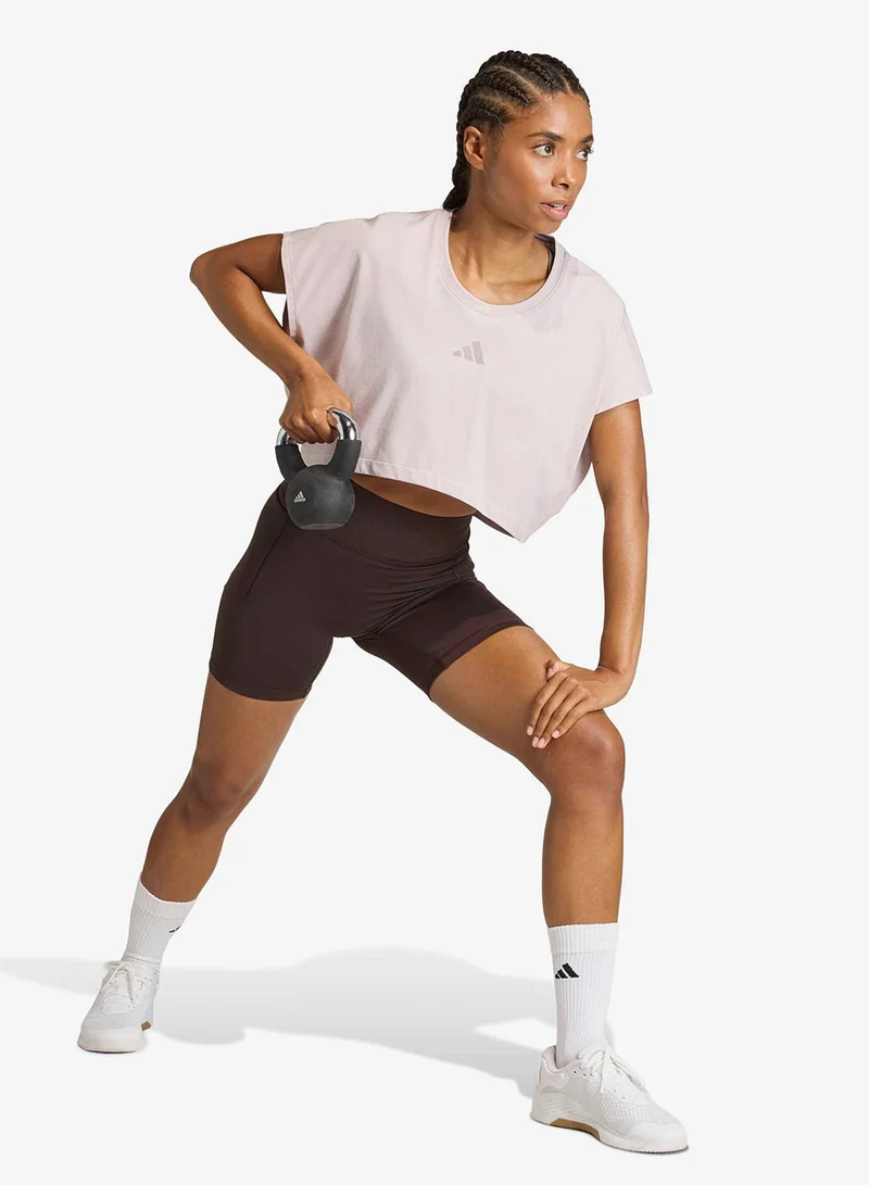 Adidas ICEPUR 3-Stripes Power Workout Cropped Boxy  T-Shirt for Women | Best Price UAE