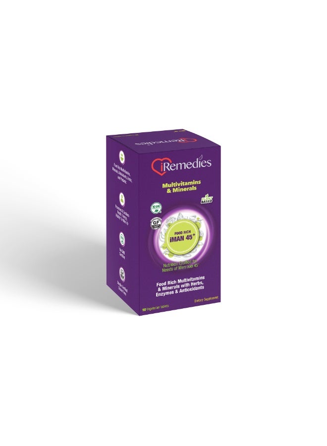 iRemedies iMan 45+ Multivitamins - Men's Multivitamin for Energy, Heart, and Prostate Health - 90 Tablets - Image 3