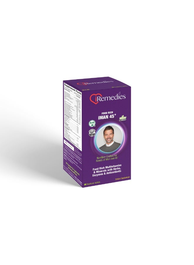 iRemedies iMan 45+ Multivitamins - Men's Multivitamin for Energy, Heart, and Prostate Health - 90 Tablets - Image 2