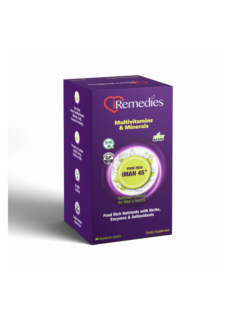 iRemedies iRemedies iMan 45+ Multivitamins - Men's Multivitamin for Energy, Heart, and Prostate Health - 90 Tablets  - Image 2