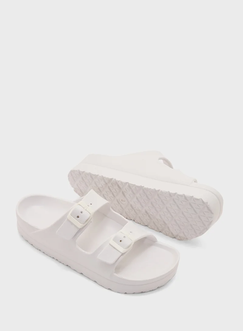 Truffle Double Buckle Strap Sandal