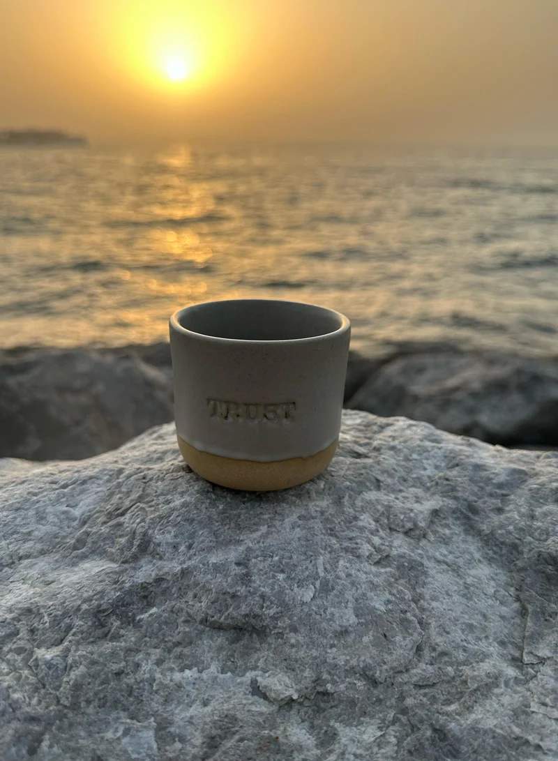 تحفة لوكس TohfaLuxe Trust Engraved Single Ceramic Cup - Grey
