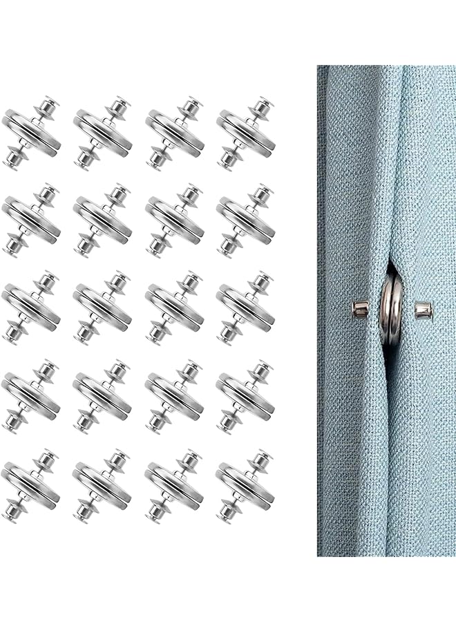 The Bros 20 Pairs Curtain Magnets Closure,Magnetic Curtain Clips,Curtain Magnetic Holdback Button,Magnetic Curtain Buckleto Prevent Light from Leaking & Curtains from Being Blown Around for Home Office  - Image 1