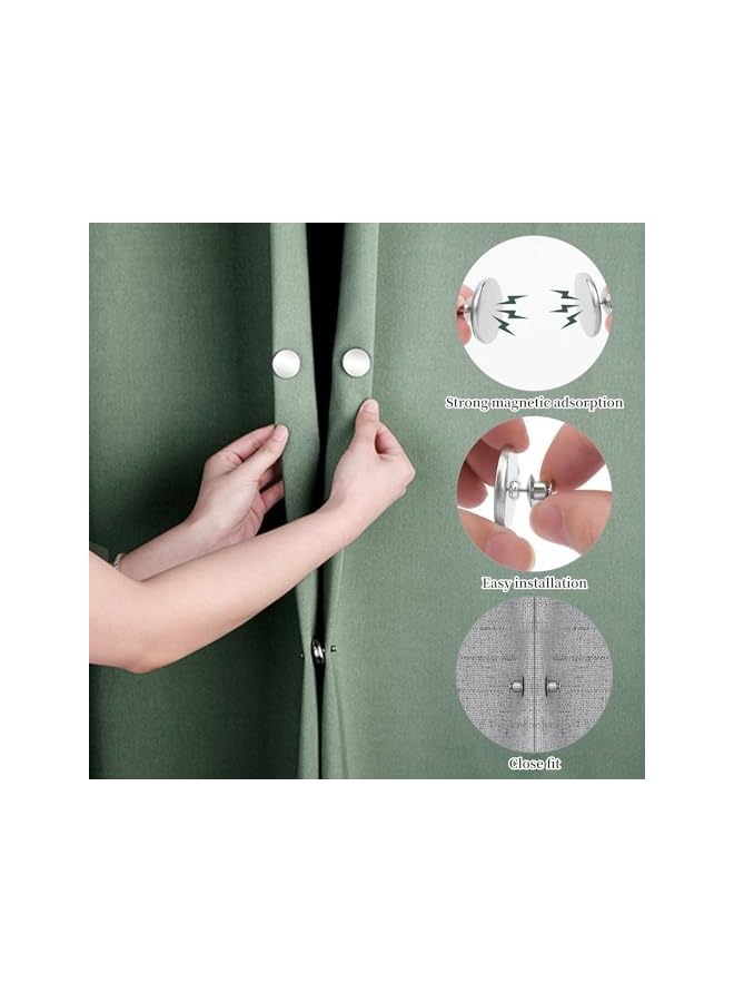 The Bros 20 Pairs Curtain Magnets Closure,Magnetic Curtain Clips,Curtain Magnetic Holdback Button,Magnetic Curtain Buckleto Prevent Light from Leaking & Curtains from Being Blown Around for Home Office  - Image 3