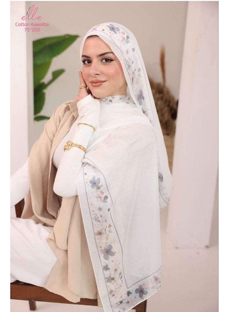 ELLE Luxury Veil Cotton Islamic Hijab for Women for Occasions and Regular Days - Size (200cm x 75cm) - Image 1