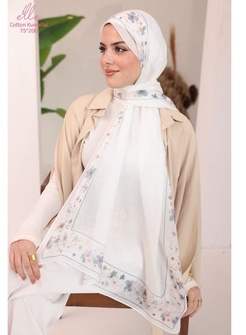 ELLE Luxury Veil Cotton Islamic Hijab for Women for Occasions and Regular Days - Size (200cm x 75cm) - Image 2