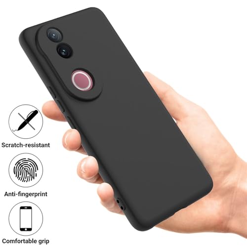 Casotec Back Cover for Vivo V50 5G / V50e 5G / T4R 5G | Full Camera Protection | Premium Liquid Silicon Case | Flexible Bumper Case for Vivo V50 5G / V50e 5G / T4R 5G / iQOO Z10R 5G (Black) - Image 5