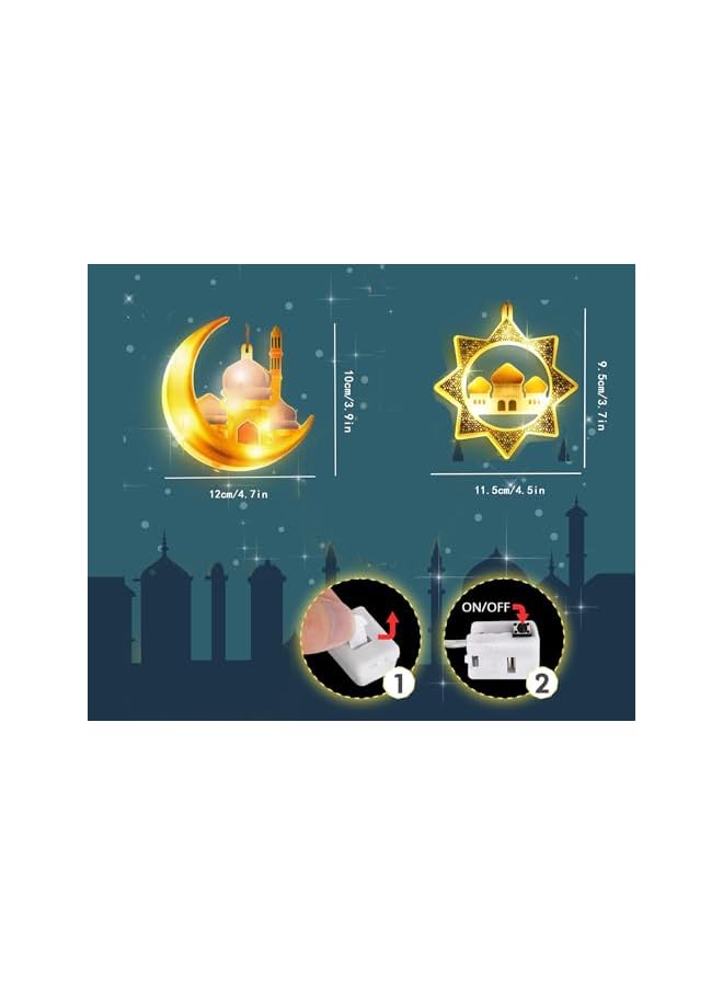 The Bros Ramadan Decorations Lights,Christmas Decorations Lights， Ramadan Lights for Home, with Three Adjustable Modes for Xmas, Wedding, Garden, Warm White（2Pcs,no plug needed） - Image 5