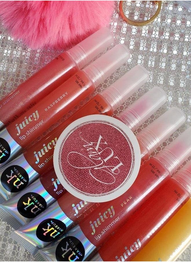 Glam Lux - Nicka K Juicy Lip shimmer Lip Gloss Set of 8 & keychain gifts for aunts, women, girls, teens, moms - Image 1