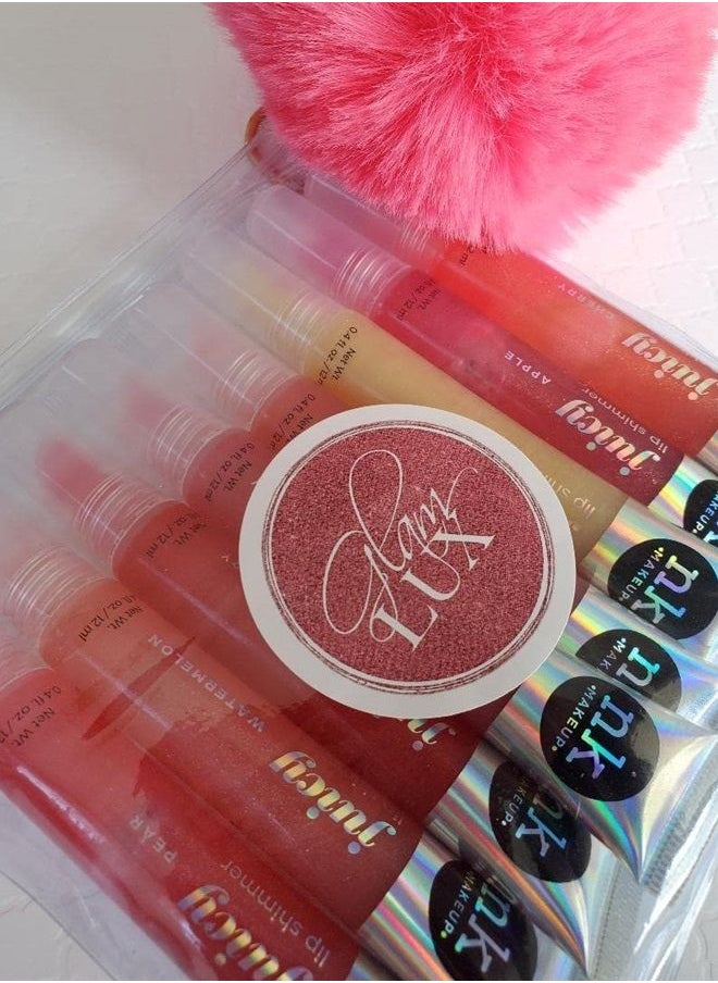Glam Lux - Nicka K Juicy Lip shimmer Lip Gloss Set of 8 & keychain gifts for aunts, women, girls, teens, moms - Image 1