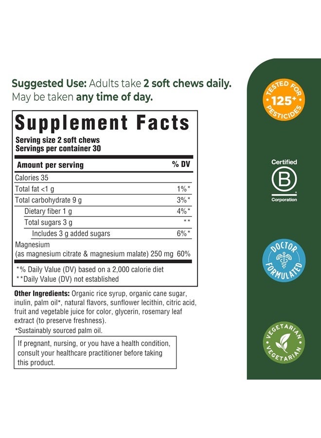 MegaFood Relax + Calm Magnesium Supplement - Soft Chews with Magnesium Citrate & Magnesium Malate for Heart Health, Muscle Tension & More - Vegetarian - Grape-Flavor - 60 Chews per Pack (30 Servings) - Image 2