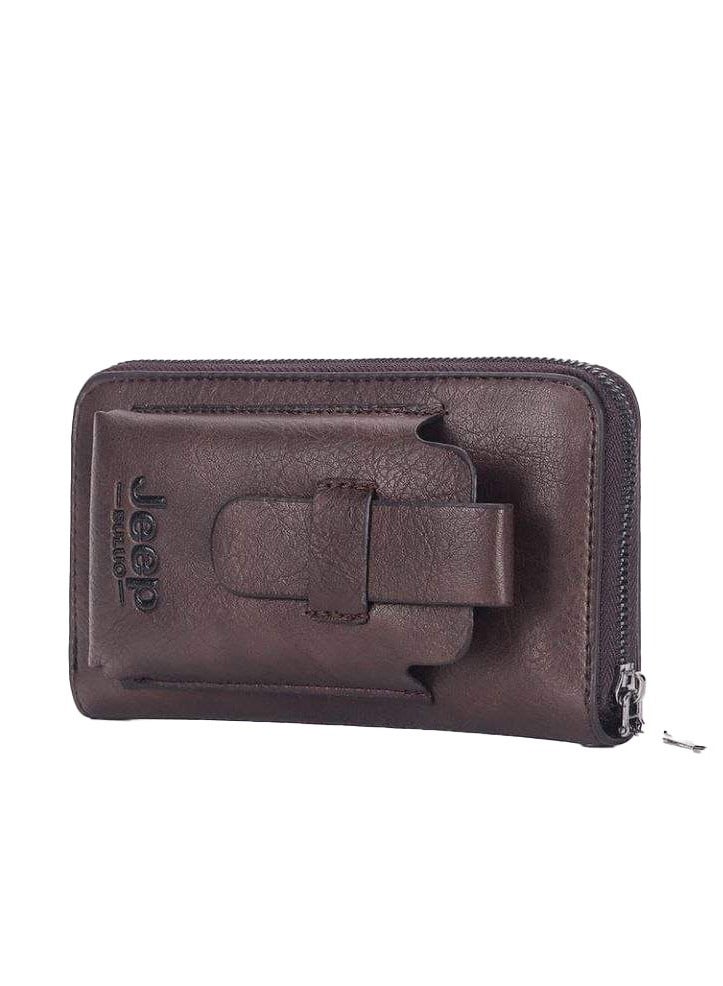 Jeep Buluo Practical men's pocket wallet with mobile phone case brown  - Image 3