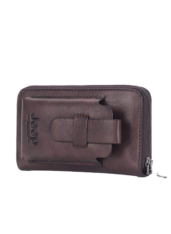 Jeep Buluo Practical men's pocket wallet with mobile phone case brown  - Image 2
