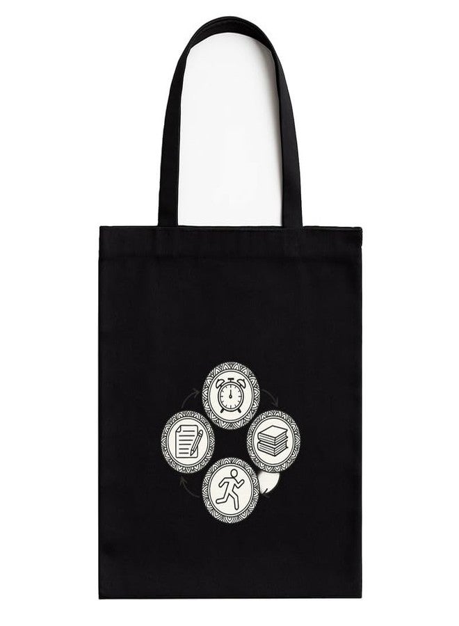 Megrok "Eat Sleep Study Repeat Student Tote Bag ? 16x14 Inch with Front A4 Pocket | Zippered, Inspirational Quote for Learners & Professionals - Image 1