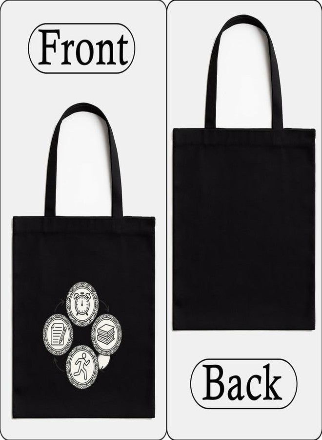 Megrok "Eat Sleep Study Repeat Student Tote Bag ? 16x14 Inch with Front A4 Pocket | Zippered, Inspirational Quote for Learners & Professionals - Image 4