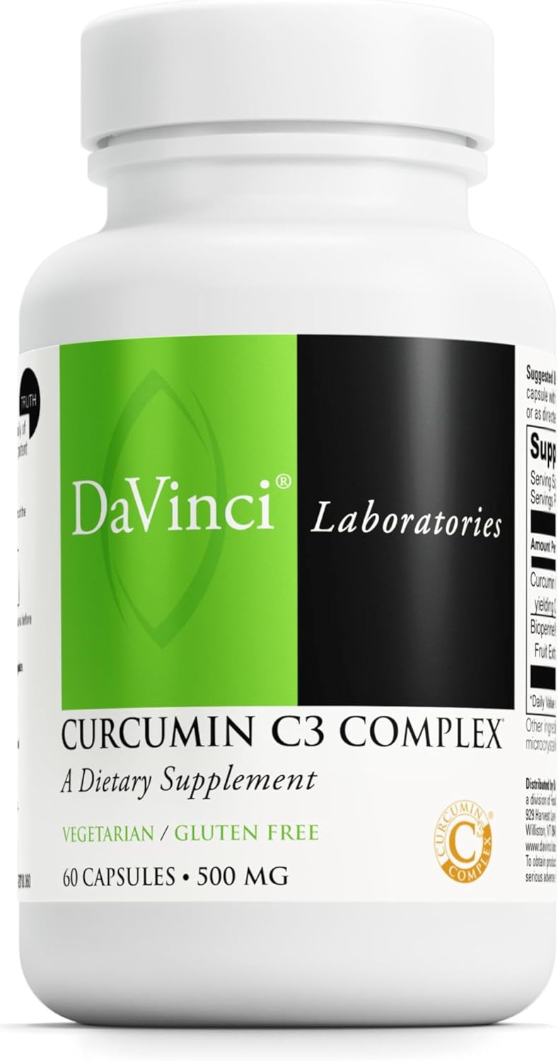 DaVinci Laboratories Curcumin C3 Complex 500 mg Dietary Supplement - 60 Vegetarian Capsules - Image 1