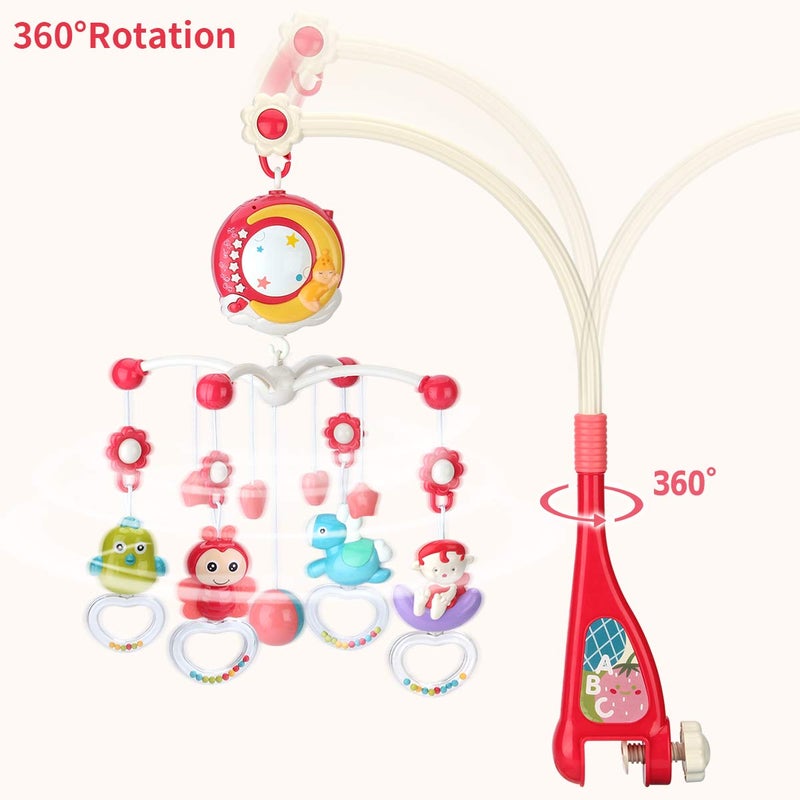 Mini Tudou Baby Musical Mobile Crib Toys with Projector and Light, Timing Function, Remote Control Baby Cot Mobile with Take Along Music Box and Rattles, Present for Newborn Babies Boys Girls - Image 5