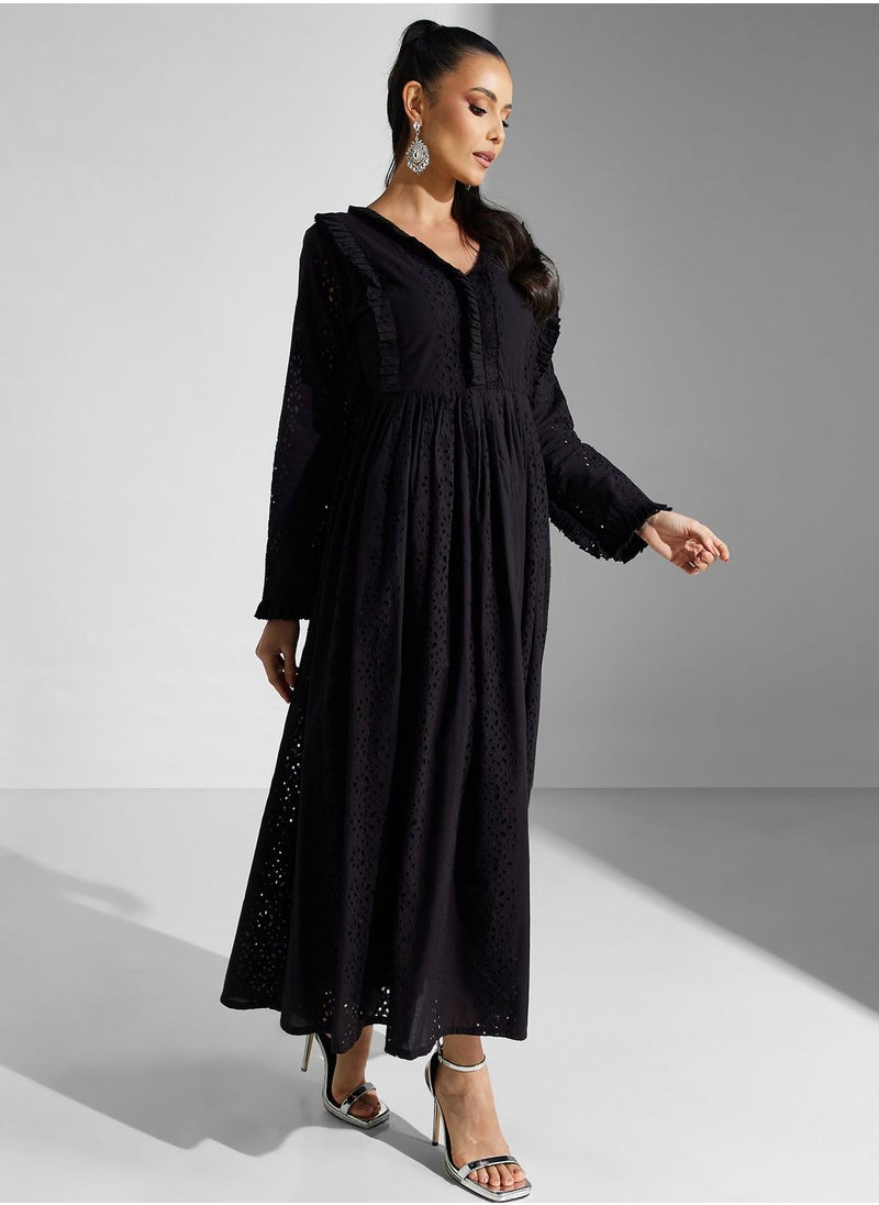 Golden Apple - V-Neck Bleated Dress - Image 1
