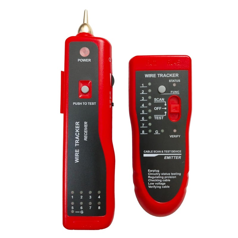 PARUHT Wire Tracker and Cable Tester Lan Ethernet Collation UTP STP RJ11 RJ45 Tracer Toner Detector Portable Line Finder, Red and Black, WTT868 - Image 2