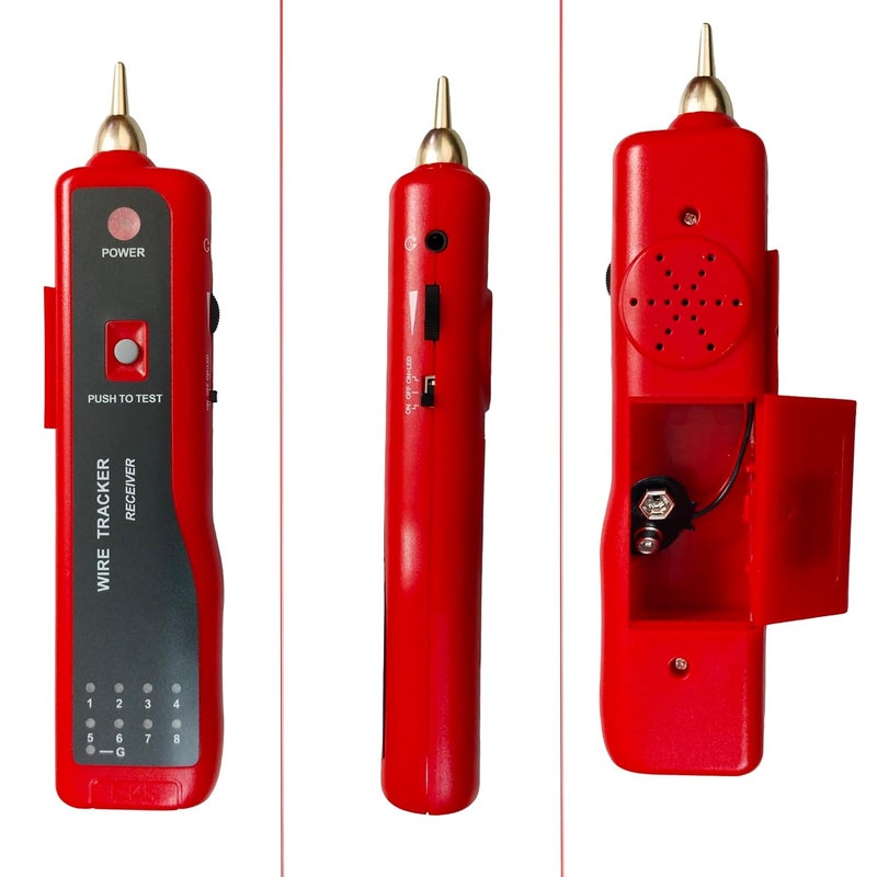 PARUHT Wire Tracker and Cable Tester Lan Ethernet Collation UTP STP RJ11 RJ45 Tracer Toner Detector Portable Line Finder, Red and Black, WTT868 - Image 3