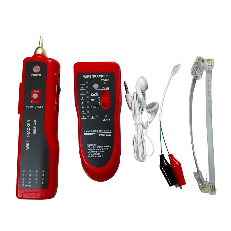 PARUHT Wire Tracker and Cable Tester Lan Ethernet Collation UTP STP RJ11 RJ45 Tracer Toner Detector Portable Line Finder, Red and Black, WTT868 - Image 1