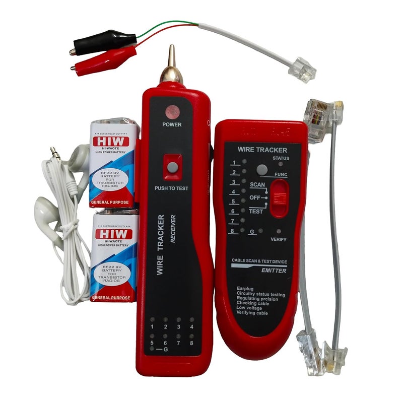 PARUHT Wire Tracker and Cable Tester Lan Ethernet Collation UTP STP RJ11 RJ45 Tracer Toner Detector Portable Line Finder, Red and Black, WTT868 - Image 5